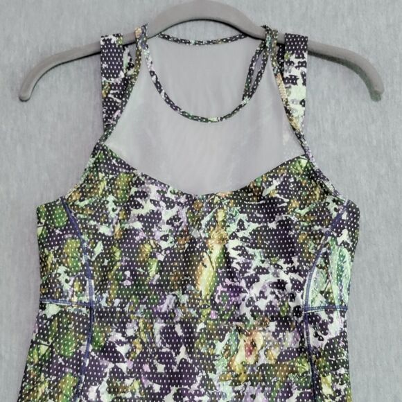 Lululemon Running In The City Mesh Tank Top Size 6 Floral White Multi Pistachio - Picture 3 of 12